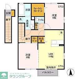 サンクブランシュA 2LDKの間取図画像