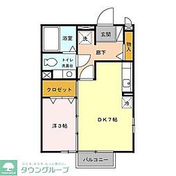 フィーノA 1DKの間取図画像
