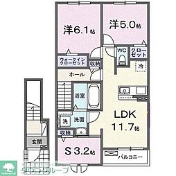 ロータス三室 F 2LDKの間取図画像