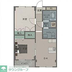 ドルフィン高井 2DKの間取図画像