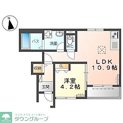 グランデ2 1LDKの間取図画像