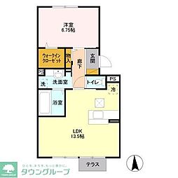 バンブーハイム 1LDKの間取図画像