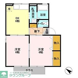 アージュ2 2DKの間取図画像