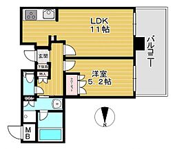 ザ・香里園レジデンス 1LDKの間取図画像