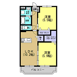 サンライズアベニュー 2LDKの間取図画像