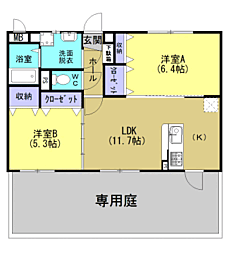 ソレイユガーデン 2LDKの間取図画像