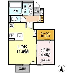 ビューコート 1LDKの間取図画像