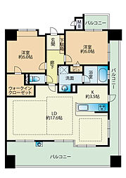 D'クラディア高取 2LDKの間取図画像