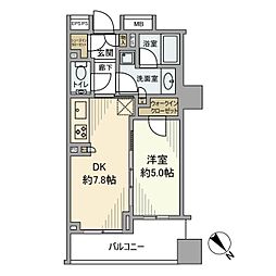 ザ・パークハウスアーバンス東五反田 1DKの間取図画像