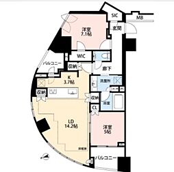 プラウド渋谷東 2LDKの間取図画像