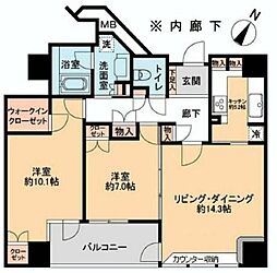フォーシーズンズグランデ一番町 2LDKの間取図画像