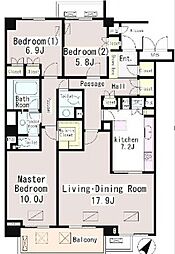 深沢パーク・マンション 3LDKの間取図画像