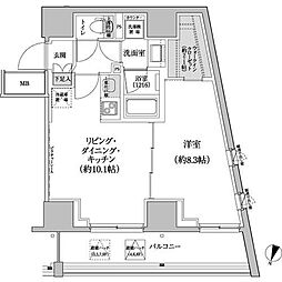 パークハビオ渋谷本町レジデンス 1LDKの間取図画像