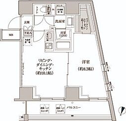 パークハビオ渋谷本町レジデンス 1LDKの間取図画像