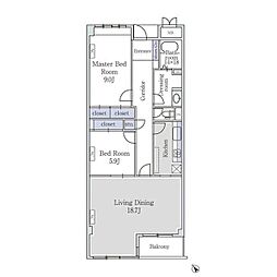 アーバンコート市ヶ谷 2LDKの間取図画像