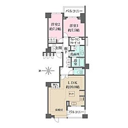 パークハウス四谷 2LDKの間取図画像