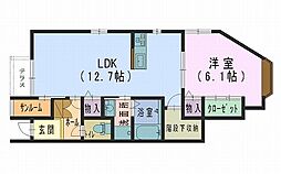 アスティクイーン 1LDKの間取図画像
