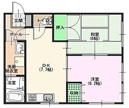 ジュピター山代 2DKの間取図画像