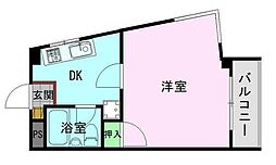 ヴィラ・プレステージ 1Kの間取図画像