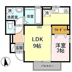 円鞍月 1LDKの間取図画像