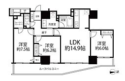 ライオンズタワー大島 3LDKの間取図画像