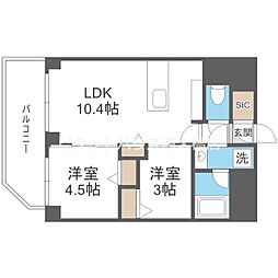 エスリードレジデンス ザ・グラン南堀江 2LDKの間取図画像