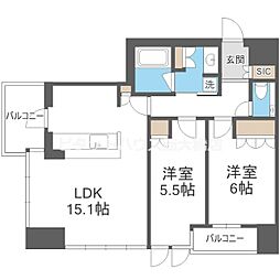 ザ・ファインタワー大阪肥後橋 2LDKの間取図画像