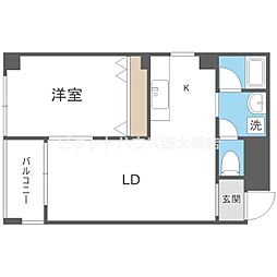メロディーハイム九条 1LDKの間取図画像