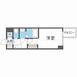 プレミアムコート谷町4丁目 1Kの間取図画像