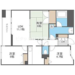 アーデンタワー新町 3LDKの間取図画像