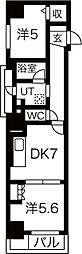サンマイン北浜 2DKの間取図画像
