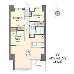 S-RESIDENCE谷町六丁目alo 3LDKの間取図画像