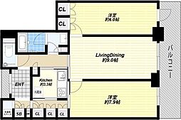 グラングリーン大阪 THE NORTH RESIDENCE 2LDKの間取図画像