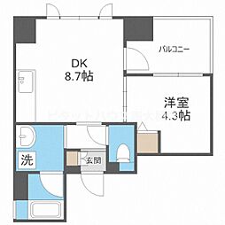 アーデンタワー北堀江 1LDKの間取図画像