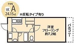 ドミールうつぼ公園 1Kの間取図画像