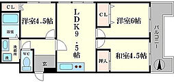 ドエル北堀江 3LDKの間取図画像