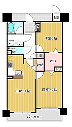エスリード大正第2 2LDKの間取図画像