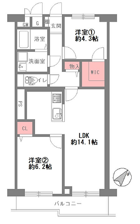 2LDK 間取り