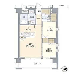 デュオセーヌ豊田 2LDKの間取図画像