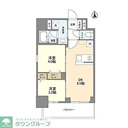 リヴェント難波ウエスト 2DKの間取図画像