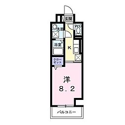 ウィングコート天王寺 1Kの間取図画像