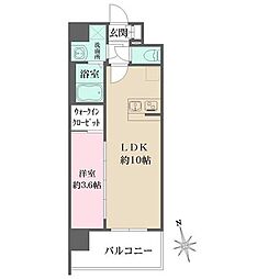 リヴェント玉造 1LDKの間取図画像