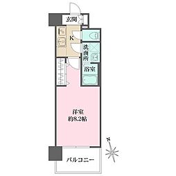 リヴェント玉造 1Kの間取図画像