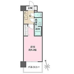 リヴェント玉造 1Kの間取図画像