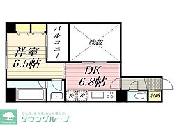 ゼウス桜川プレミアム 1DKの間取図画像