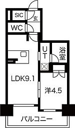 SKRESIDENCESSHINSAIBASHI 1LDKの間取図画像