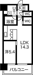 グランカーサ難波元町 1LDKの間取図画像