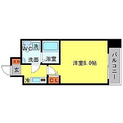 セレニテ北浜 1Kの間取図画像