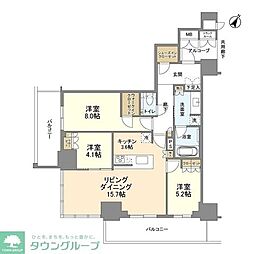 ジオタワー大阪十三 3LDKの間取図画像