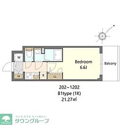 S-RESIDENCE上新庄beat 1Kの間取図画像